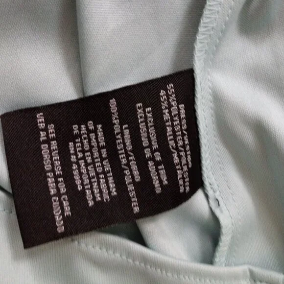 New R&M Richards Maxi Dress Fit Flare Aqua Blue Glitter Empire Waist 14 P Women - Picture 5 of 8